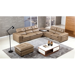 ek-l121 taupe (tan) color with genuine leather sectional