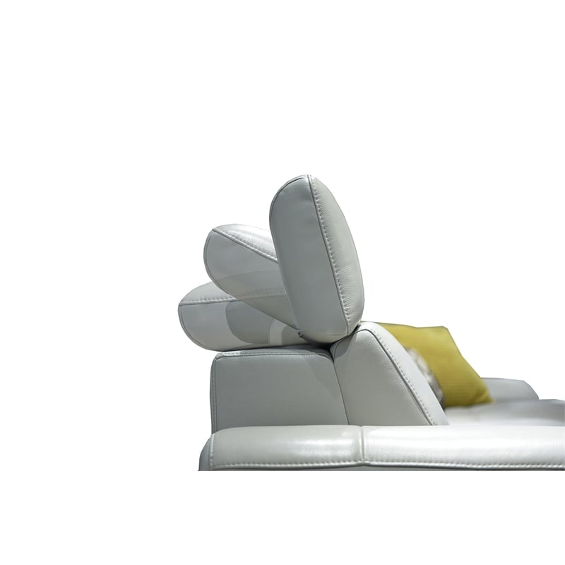 EK-L690 Light Gray With Top-grain Italian Leather Sectional Right Facing