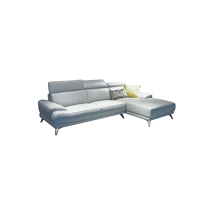 EK-L690 Light Gray With Top-grain Italian Leather Sectional Right Facing