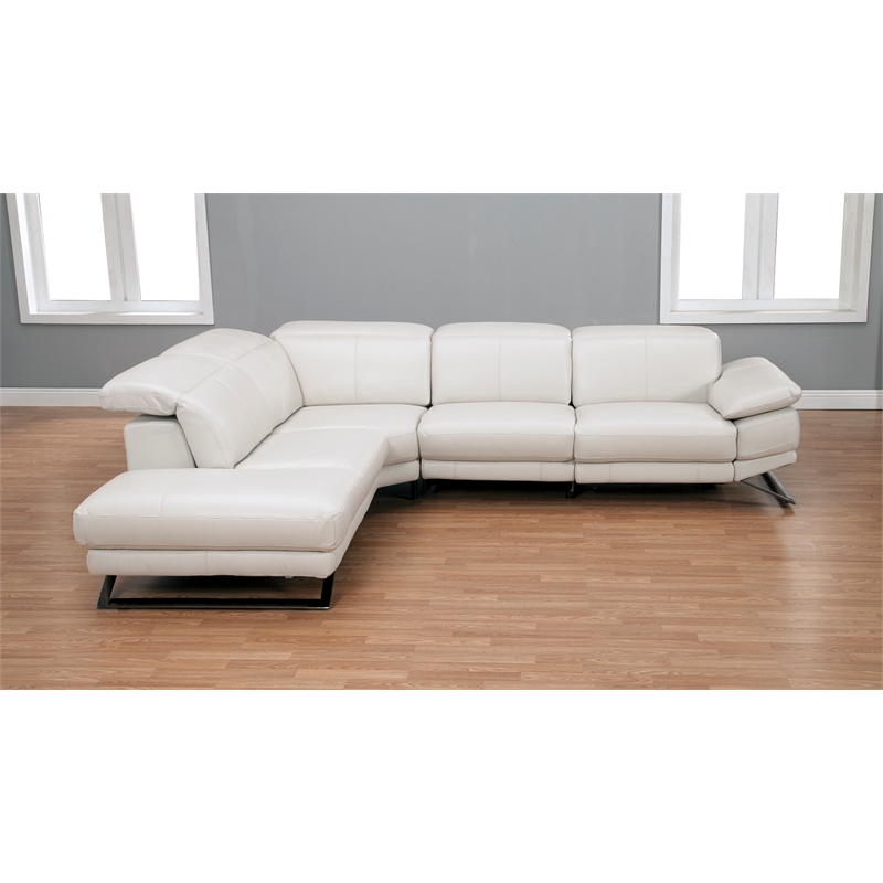 EK-LH197 Frost Gray With Top-grain Cow Hide Power Recliner Sectional Left Facing