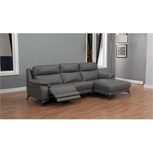 ek-lh486 gray with top-grain cow hide power recliner sectional right facing