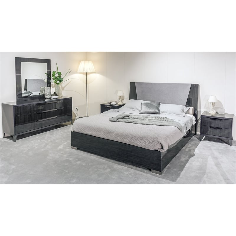 B-ALF01 Dark Gray Color Eastern King Bed No Box Spring or No Slate