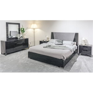 B-ALF01 Dark Gray Color Eastern King Bed No Box Spring or No Slate