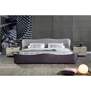 b-c260 purple color queen bed with tufted design