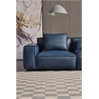 American Eagle Furniture 4-Seater Full Leather/Wood Sofa in Navy Blue