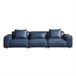 American Eagle Furniture 4-Seater Full Leather/Wood Sofa in Navy Blue