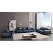 American Eagle Furniture 4-Seater Full Leather/Wood Sofa in Navy Blue