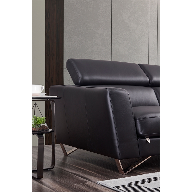 American Eagle Furniture Left Sitting Genuine Leather Sectional in Black