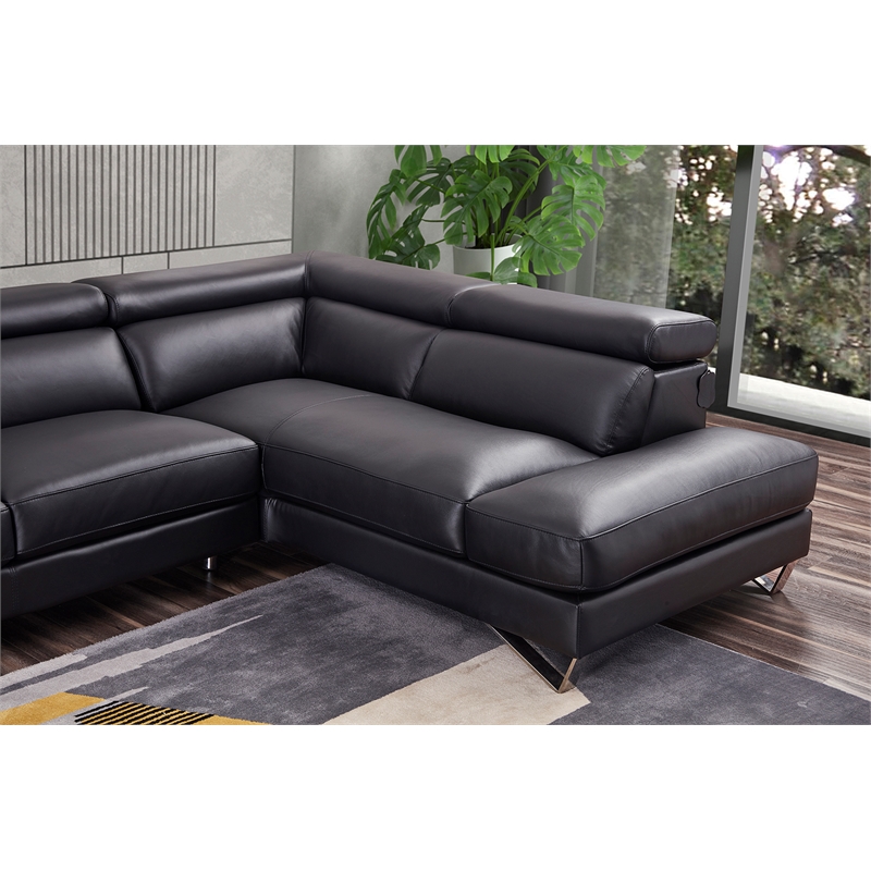 American Eagle Furniture Left Sitting Genuine Leather Sectional in Black