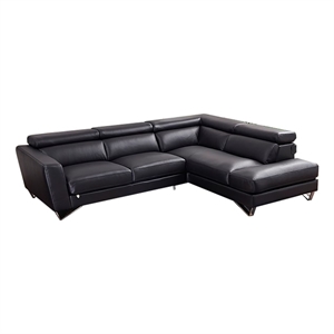 American Eagle Furniture Left Sitting Genuine Leather Sectional in Black