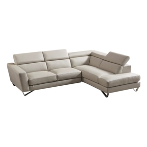 American Eagle Furniture Left Sitting Genuine Leather Sectional in Gray