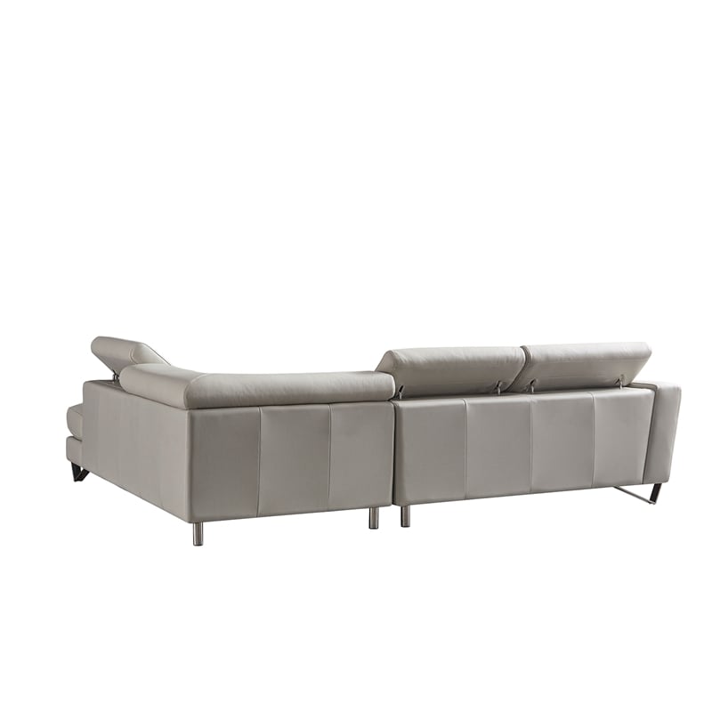 American Eagle Furniture Left Sitting Genuine Leather Sectional in Gray