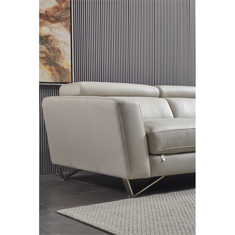 American Eagle Furniture Left Sitting Genuine Leather Sectional in Gray