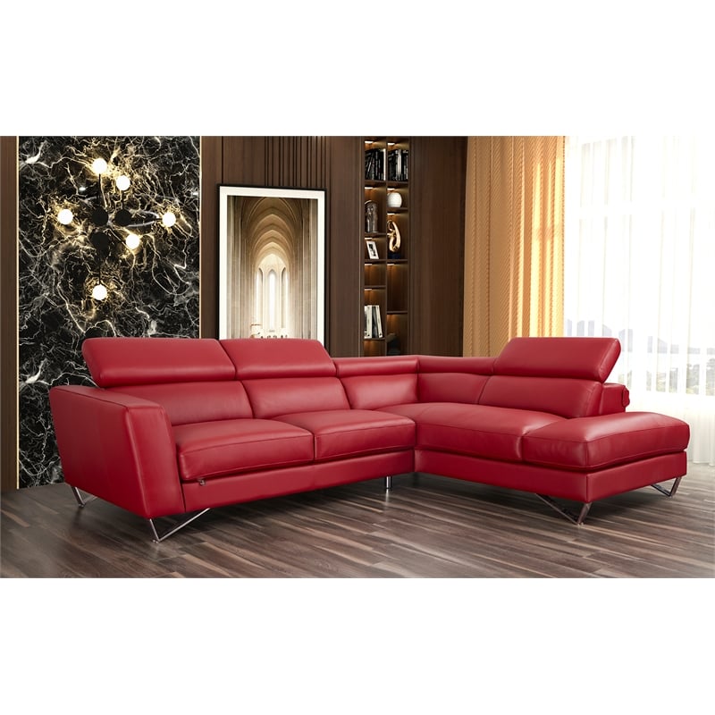 American Eagle Furniture Left Sitting Genuine Leather Sectional in Red