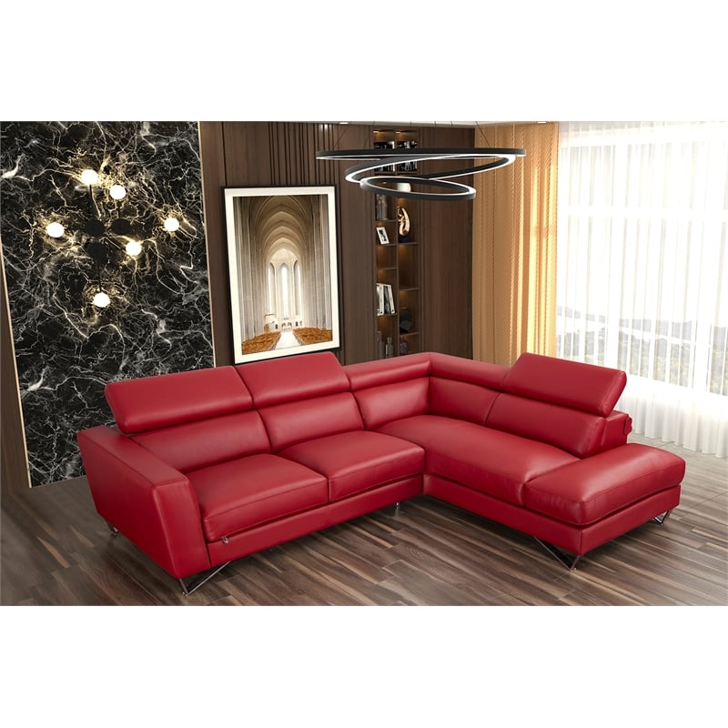 American Eagle Furniture Left Sitting Genuine Leather Sectional in Red