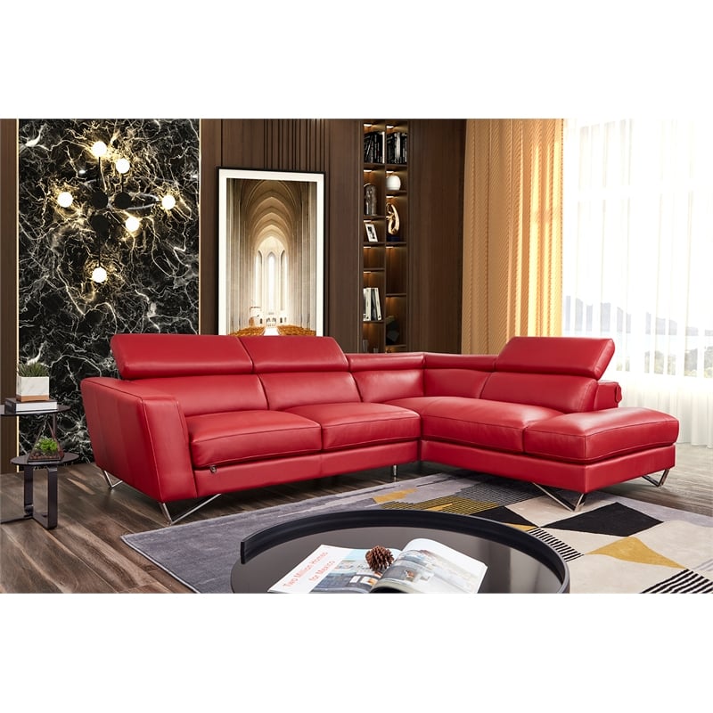 American Eagle Furniture Left Sitting Genuine Leather Sectional in Red