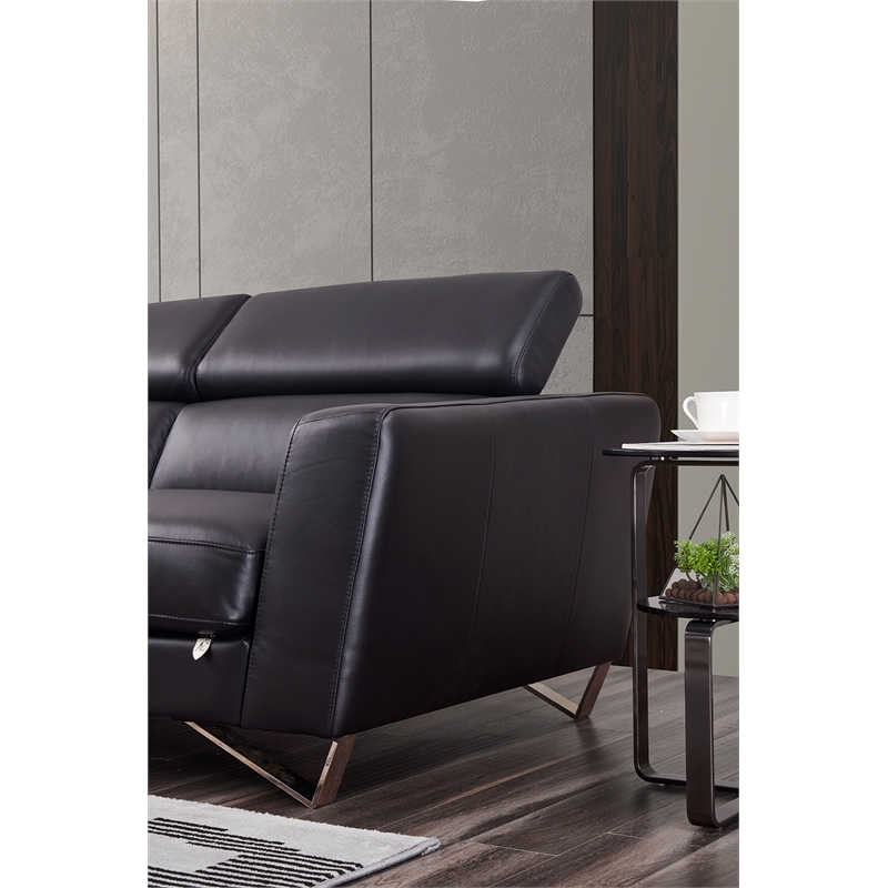 American Eagle Furniture Right Sitting Genuine Leather Sectional in Black