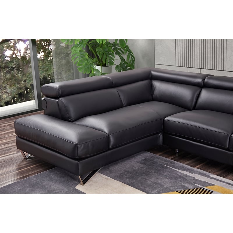 American Eagle Furniture Right Sitting Genuine Leather Sectional in Black