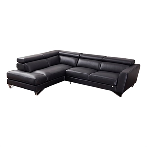 American Eagle Furniture Right Sitting Genuine Leather Sectional in Black