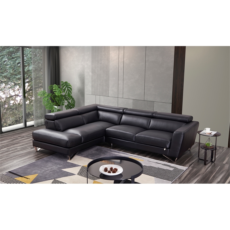 American Eagle Furniture Right Sitting Genuine Leather Sectional in Black