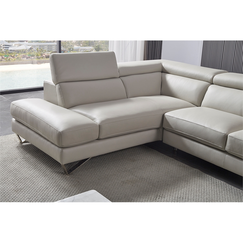 American Eagle Furniture Right Sitting Genuine Leather Sectional in Gray