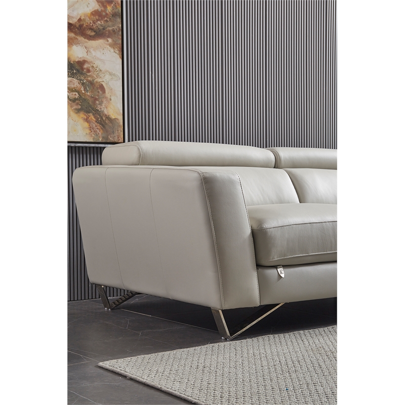 American Eagle Furniture Right Sitting Genuine Leather Sectional in Gray