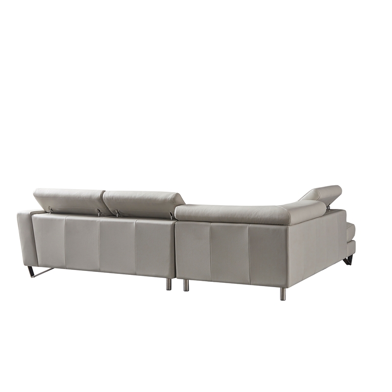 American Eagle Furniture Right Sitting Genuine Leather Sectional in Gray