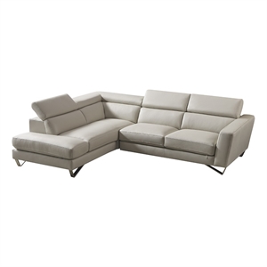 American Eagle Furniture Right Sitting Genuine Leather Sectional in Gray