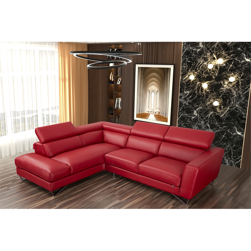 American Eagle Furniture Right Sitting Genuine Leather Sectional in Red