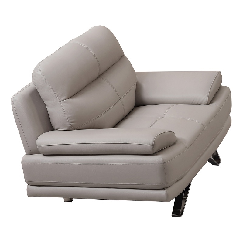 American Eagle Furniture Genuine Leather Chair in Light Gray/Chrome