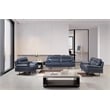 American Eagle Furniture Genuine Leather Sofa in Navy Blue/Chrome