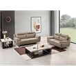 American Eagle Furniture Contemporary Genuine Leather Sofa in Dark Tan/Chrome
