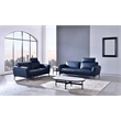 American Eagle Furniture Contemporary Full Leather Sofa in Navy Blue/Chrome