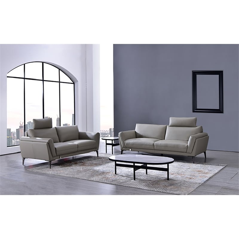 American Eagle Furniture Full Leather Loveseat in Light Tan/Chrome