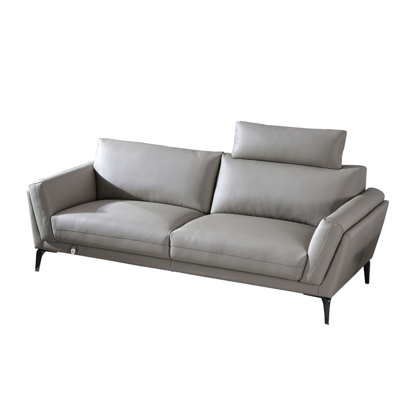 American Eagle Furniture Contemporary Full Leather Sofa in Light Tan/Chrome