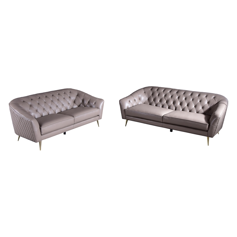 American Eagle Furniture Contemporary Full Leather Loveseat in Dark Tan/Gold