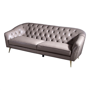 American Eagle Furniture Contemporary Full Leather Sofa in Dark Tan/Gold