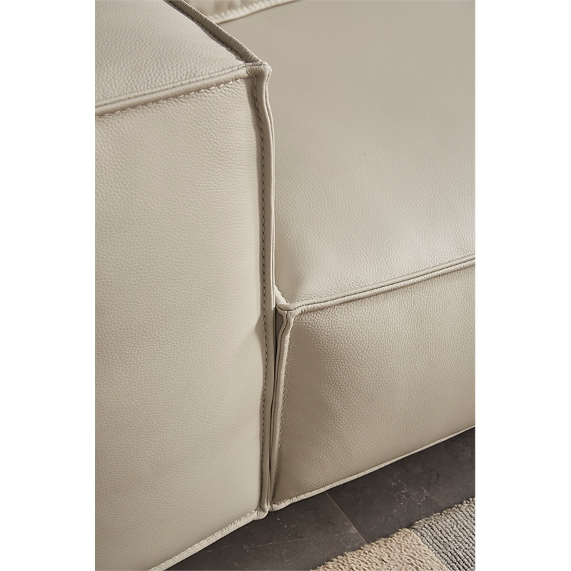 American Eagle Furniture Contemporary Full Leather/Wood Chair in Light Gray