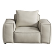 American Eagle Furniture Contemporary Full Leather/Wood Chair in Light Gray