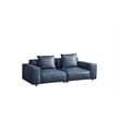 American Eagle Furniture Contemporary Full Leather/Wood Sofa in Navy Blue