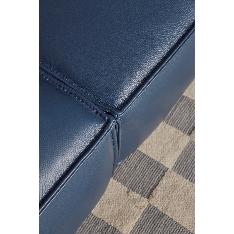 American Eagle Furniture Contemporary Full Leather/Wood Sofa in Navy Blue