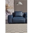 American Eagle Furniture Contemporary Full Leather/Wood Sofa in Navy Blue