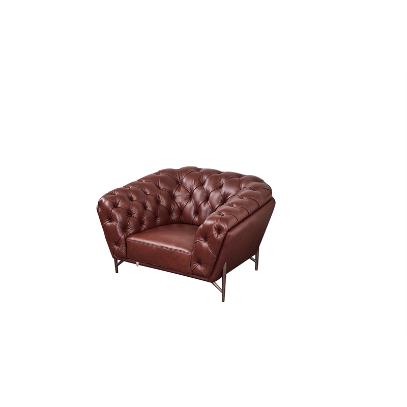 American Eagle Furniture Contemporary Full Leather/Metal Chair in Brown