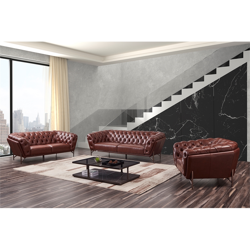 American Eagle Furniture Contemporary Full Leather/Metal Chair in Brown
