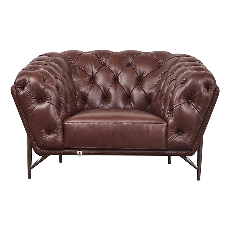 American Eagle Furniture Contemporary Full Leather/Metal Chair in Brown