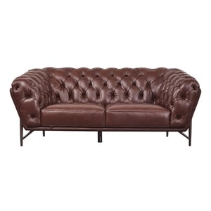 American Eagle Furniture Contemporary Full Leather/Metal Loveseat in Brown