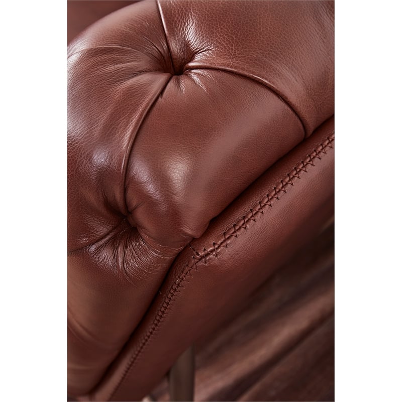 American Eagle Furniture Contemporary Full Leather/Metal Sofa in Brown
