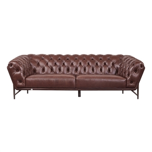 American Eagle Furniture Contemporary Full Leather/Metal Sofa in Brown