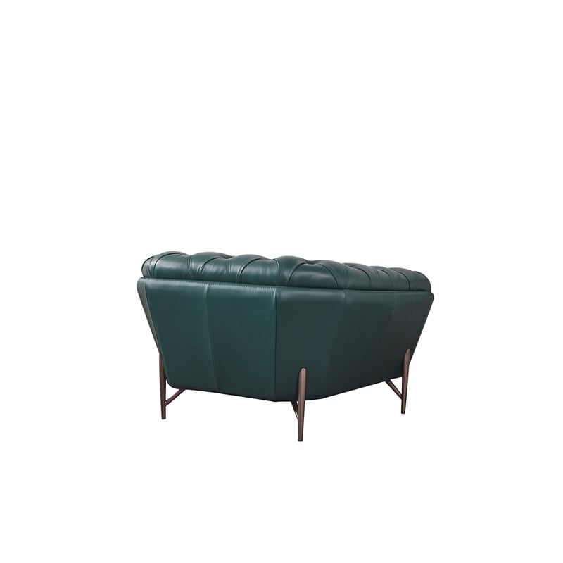 American Eagle Furniture Contemporary Full Leather/Metal Chair in Dark Green