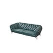 American Eagle Furniture Contemporary Full Leather/Metal Sofa in Dark Green